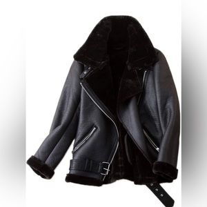 Ly Varey Lin Women’s Faux Shearling Thick Lined Moto Jacket